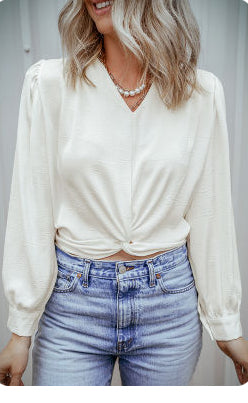 Whitney White Knotted Blouse