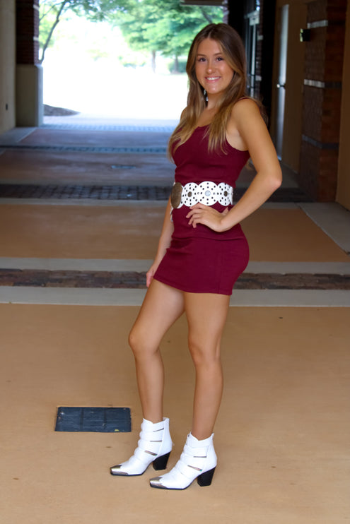 Mighty N Maroon Dress - Diva Dolls Boutique