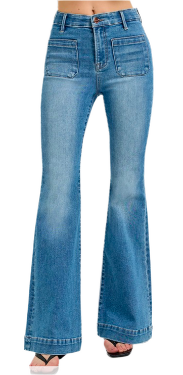 Frankie Front Pocket High Rise Flare Jeans