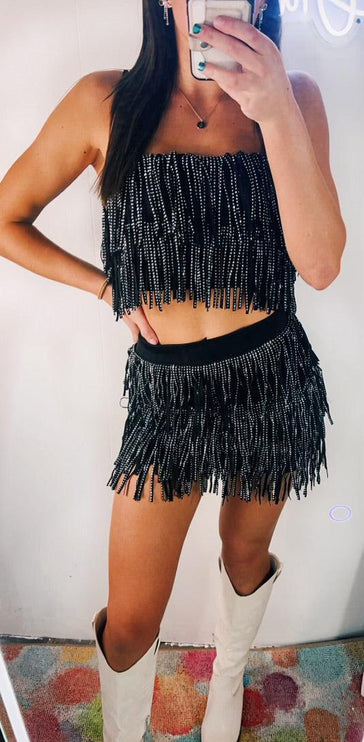 80's Mercedes-Sequin Fringe Set