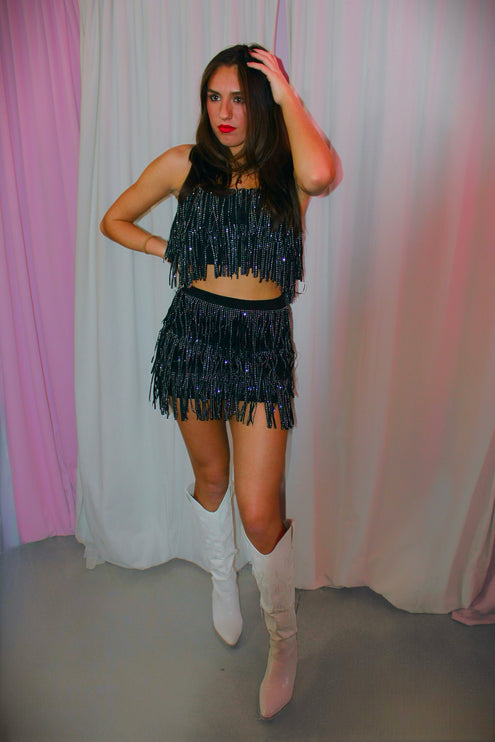 80's Mercedes-Sequin Fringe Set