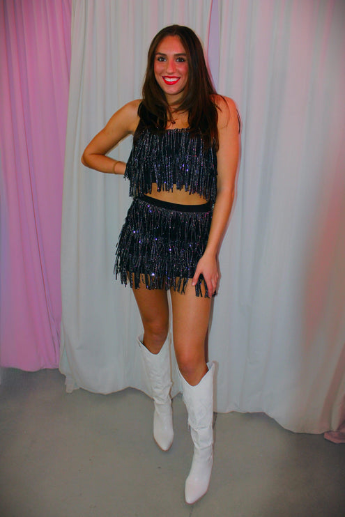 80's Mercedes-Sequin Fringe Set