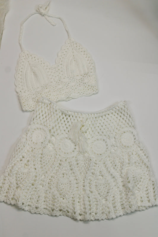 Two Piece Cover Up Set White