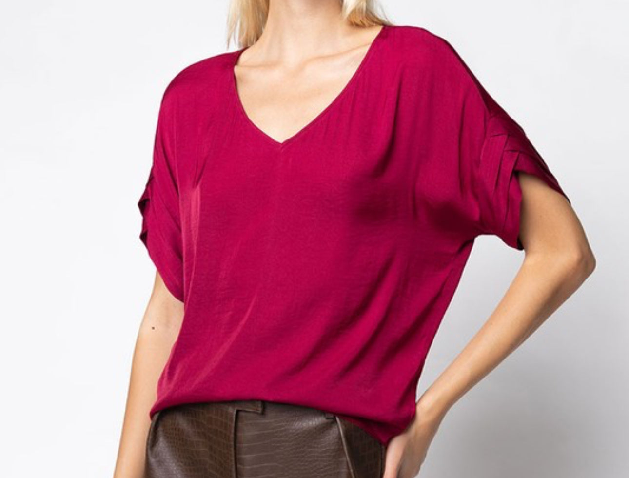 Vera V-Neck Satin Blouse