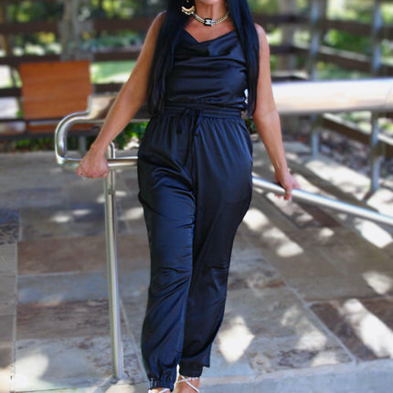 Jump Out- Cowl Satin Jumpsuit