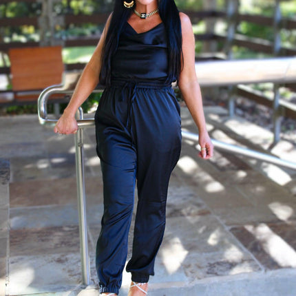 Jump Out- Cowl Satin Jumpsuit