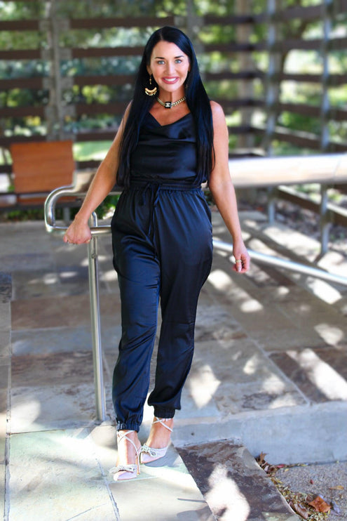 Jump Out- Cowl Satin Jumpsuit