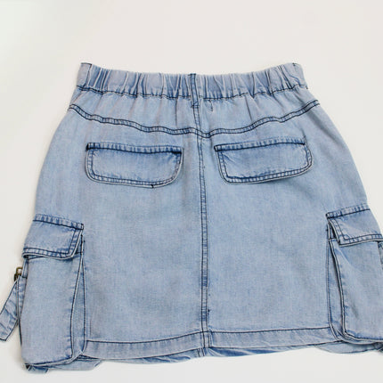 Wandy Washed Denim Cargo Skirt