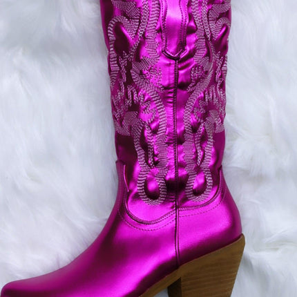 hot pink metallic cowgirl boots