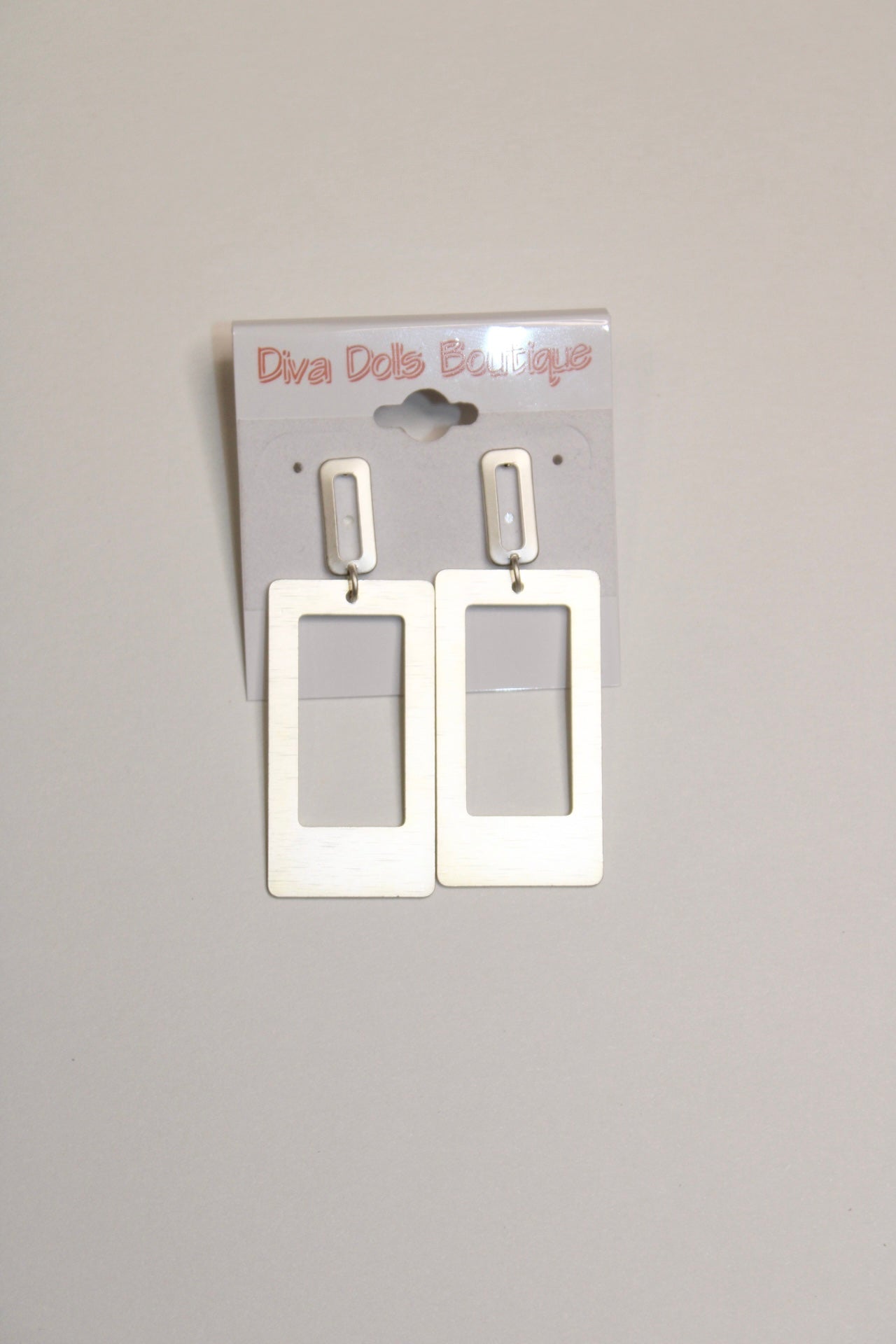 Silver double square drop silver earrings