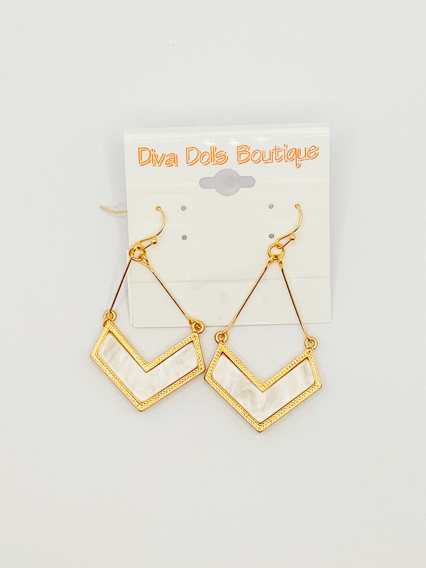 Gold & White Dangle Earring